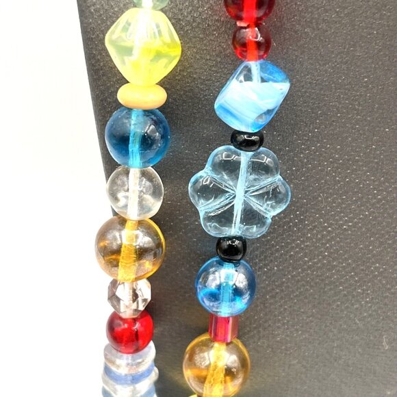 Vintage Uranium Glass Necklace Czech Glass Long Necklace  27" - Picture 9 of 12